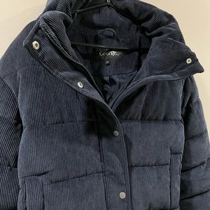 Like new puffy corduroy navy blue jacket